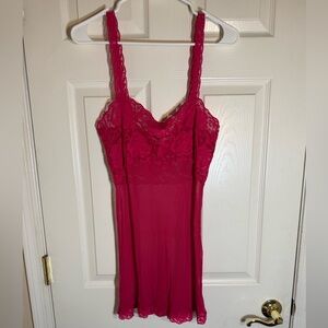 Victoria’s Secret Sheer Lace Babydoll Lingerie – Hot‎ Pink, Size Small